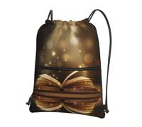 YYHWHJDE Book Under The Light Prints Drawstring Zipper Backpack - Lightweight Water-Resistant Gym Bag for Travel, Yoga, and Everyday Adventures