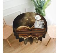 YYHWHJDE Book Under The Light Prints Round Decorative Table Throw 60in - Waterproof Table Cover for Elegant Dining & Outdoor Gatherings
