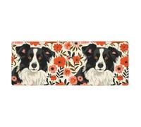 YYHWHJDE Border Collie Florals Pattern Extra Large Mouse Pad, Computer Office Anti Slip Gaming Keyboard Thickened Version 12x31.5in