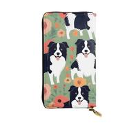 YYHWHJDE Border Collie Florals Picture Quality Leather Long Clutch Wallet Designed for Fashion Girls and Women Stylish 7.48 x 4.13 in