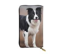 YYHWHJDE Border Collie Printing Leather long clutch wallet Designed for fashion girls and women stylish and personalized 7.48 x 4.13 in, Black, One Size
