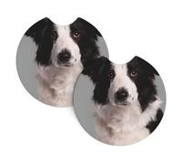 YYHWHJDE Border Collie Prints Car Cup Coasters 2-Pack - Absorbent Neoprene Drink Layers, Protect Your Ride & Add a Stylish Touch - Heat Resistant, Non-Slip