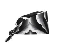 YYHWHJDE Bouffant Scrub Caps Black White Rose Prints - Adjustable Surgical Caps for Men and Women