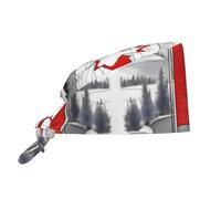 YYHWHJDE Bouffant Scrub Caps Canadian Flag Pattern - Adjustable Surgical Caps for Men and Women Black
