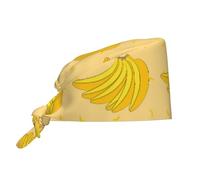 YYHWHJDE Bouffant Scrub Caps Cartoon Banana Pattern - Adjustable Surgical Caps for Men and Women Black