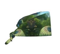 YYHWHJDE Bouffant Scrub Caps Cartoon Cobra Snake Pattern - Adjustable Surgical Caps for Men and Women Black