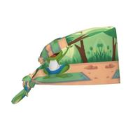 YYHWHJDE Bouffant Scrub Caps Cute Funny Frog Doing Yoga Prints - Adjustable Surgical Caps for Men and Women Black