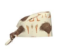 YYHWHJDE Bouffant Scrub Caps Cute Ostrich Pattern - Adjustable Surgical Caps for Men and Women Black