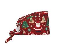 YYHWHJDE Bouffant Scrub Caps Cute Santa's Gift Pattern - Adjustable Surgical Caps for Men and Women Black