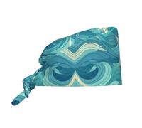 YYHWHJDE Bouffant Scrub Caps Dawn Ocean Waves Prints - Adjustable Surgical Caps for Men and Women Black
