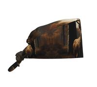 YYHWHJDE Bouffant Scrub Caps Deer Hunting Pattern - Adjustable Surgical Caps for Men and Women Black
