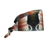 YYHWHJDE Bouffant Scrub Caps Fresh Salmon Sushi Pattern - Adjustable Surgical Caps for Men and Women Black