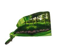 YYHWHJDE Bouffant Scrub Caps Golf Course Lawn Prints - Adjustable Surgical Caps for Men and Women Black