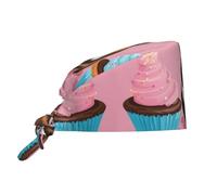 YYHWHJDE Bouffant Scrub Caps Guinea Pigs and Cupcakes Prints - Adjustable Surgical Caps for Men and Women Black