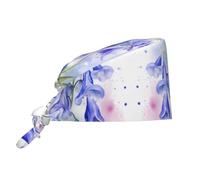 YYHWHJDE Bouffant Scrub Caps Lily of The Valley Pattern - Adjustable Surgical Caps for Men and Women Black