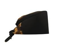 YYHWHJDE Bouffant Scrub Caps Luxurious Gold Tones,Butterfly and Cello Prints - Adjustable Surgical Caps for Men and Women