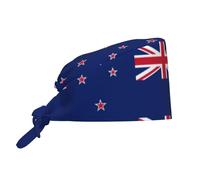 YYHWHJDE Bouffant Scrub Caps New Zealand Flag Prints - Adjustable Surgical Caps for Men and Women Black