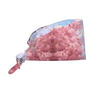 YYHWHJDE Bouffant Scrub Caps Paris Street Eiffel Tower Pink Floral Prints - Adjustable Surgical Caps for Men and Women