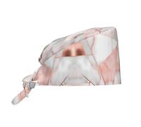 YYHWHJDE Bouffant Scrub Caps Rose Gold Marble Prints - Adjustable Surgical Caps for Men and Women