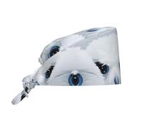 YYHWHJDE Bouffant Scrub Caps Snowy owl Eyes Prints - Adjustable Surgical Caps for Men and Women Black
