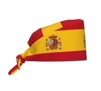 YYHWHJDE Bouffant Scrub Caps Spanish Flag Pattern - Adjustable Surgical Caps for Men and Women Black