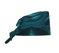 YYHWHJDE Bouffant Scrub Caps Teal Blue Prints - Adjustable Surgical Caps for Men and Women