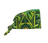 YYHWHJDE Bouffant Scrub Caps Tropical Rainforest Jungle Scene Pattern - Adjustable Surgical Caps for Men and Women Black