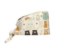 YYHWHJDE Bouffant Scrub Caps White Bear Brown Bear Prints - Adjustable Surgical Caps for Men and Women