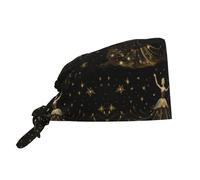 YYHWHJDE Bouffant Scrub Caps Women's Nutcracker Ballet Xmas Dance Prints - Adjustable Surgical Caps for Men and Women Black