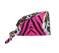 YYHWHJDE Bouffant Scrub Caps Zebra Tiger Leopard Pink Pattern - Adjustable Surgical Caps for Men and Women