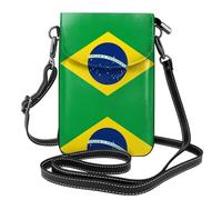 YYHWHJDE Brazilian flag Genuine Leather Crossbody Phone Bag