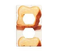 YYHWHJDE Bread with Teeth Picture Double Socket Wall Panel Decorative is Durable and Suitable for Socket Light Switch Accessories 4.5x2.76in