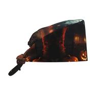 YYHWHJDE Breathable Work Hat Halloween Horror Prints Premium Peach Skin Velvet Adjustable, Soft, Versatile