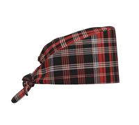 YYHWHJDE Breathable Work Hat Plaid Red and Black Prints Premium Peach Skin Velvet Adjustable, Soft, Versatile