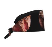 YYHWHJDE Breathable Work Hat Scented Steak Prints Premium Peach Skin Velvet Adjustable, Soft, Versatile