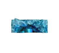 YYHWHJDE Bright Aqua Blue Prints Baby Bow Headband - Soft & Stretchy Newborn Accessory for Photo Shoots & Baby Showers