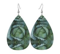 YYHWHJDE Bright Cabbage Prints Teardrop Leather Earrings - Vibrant Dangle Layers for Women, Lightweight Fashion Jewelry for Parties & Everyday Wear