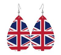 YYHWHJDE British flag Prints Water Drop Leather Earrings - Stylish Dangle Throw for Parties, Vibrant Color Layering, Non-Fading Finish