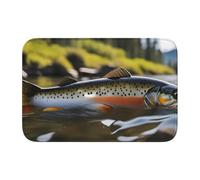 YYHWHJDE Brook Trout Fly Fishing Picture Crystal Velvet Lock Edge Floor mat, Bedroom Carpet, Parlor, Dormitory Home Decoration