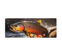 YYHWHJDE Brook Trout Fly Fishing Picture Extra Large Mouse pad, Computer Office Anti Slip Gaming Keyboard Thickened Version 12x31.5in