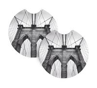 YYHWHJDE Brooklyn Bridge Prints Car Cup Coasters 2-Pack - The Thoughtful Gift for New Drivers & Road Trip Lovers - High-Grade Neoprene Protection & Style