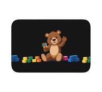 YYHWHJDE Brown Bear Playing with Building Blocks Pattern Anti Slip and Thickened Floor mat Suitable for bathrooms, bedrooms, Washable Carpet Floor mats 16X24 in