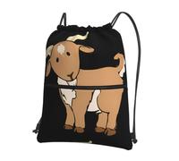 YYHWHJDE Brown goat Prints Drawstring Backpack - Water-Resistant Polyester Throw Bag for Gym, Travel & Hiking - Lightweight, Durable & Compact