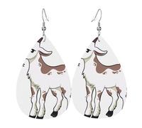YYHWHJDE Brown goat Prints Water Drop Leather Earrings - Stylish Dangle Throw for Parties, Vibrant Color Layering, Non-Fading Finish