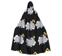 YYHWHJDE Bubble Hiding In The Clouds Picture Halloween Adult Hooded Cape Cloak No Zipper, Comfortable For Costume Parties