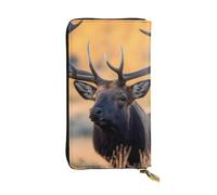 YYHWHJDE Bull Elk Pattern Leather long clutch wallet Designed for fashion girls and women stylish and personalized 7.48 x 4.13 in, Black, One Size