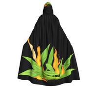 YYHWHJDE Burning Bamboo Leaves Pattern Halloween Adult Hooded Cape Cloak - Super Large Hooded Cloak No Zipper