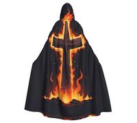 YYHWHJDE Burning Cross Prints Adult Hooded Cloak is a super large, comfortable, and durable Halloween hooded poncho