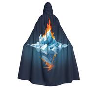 YYHWHJDE Burning Iceberg Prints Adult Hooded Cloak is a super large, comfortable, and durable Halloween hooded poncho