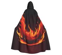 YYHWHJDE Burning Red Flame Prints Adult Hooded Cloak is a super large, comfortable, and durable Halloween hooded poncho